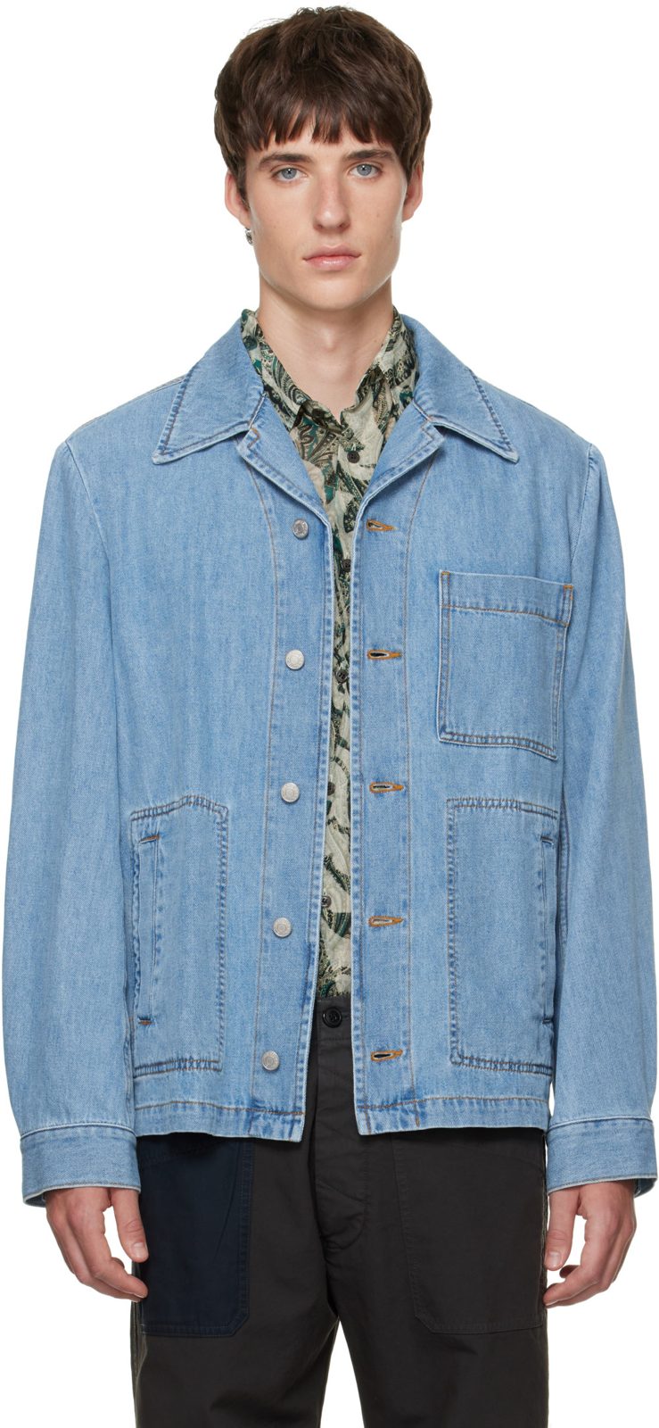 Blue Faded Denim Jacket 262358M177001