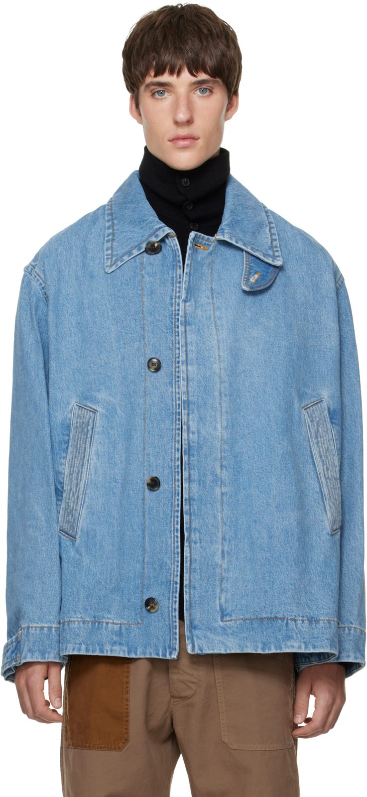 Blue Faded Denim Jacket 262358M177010