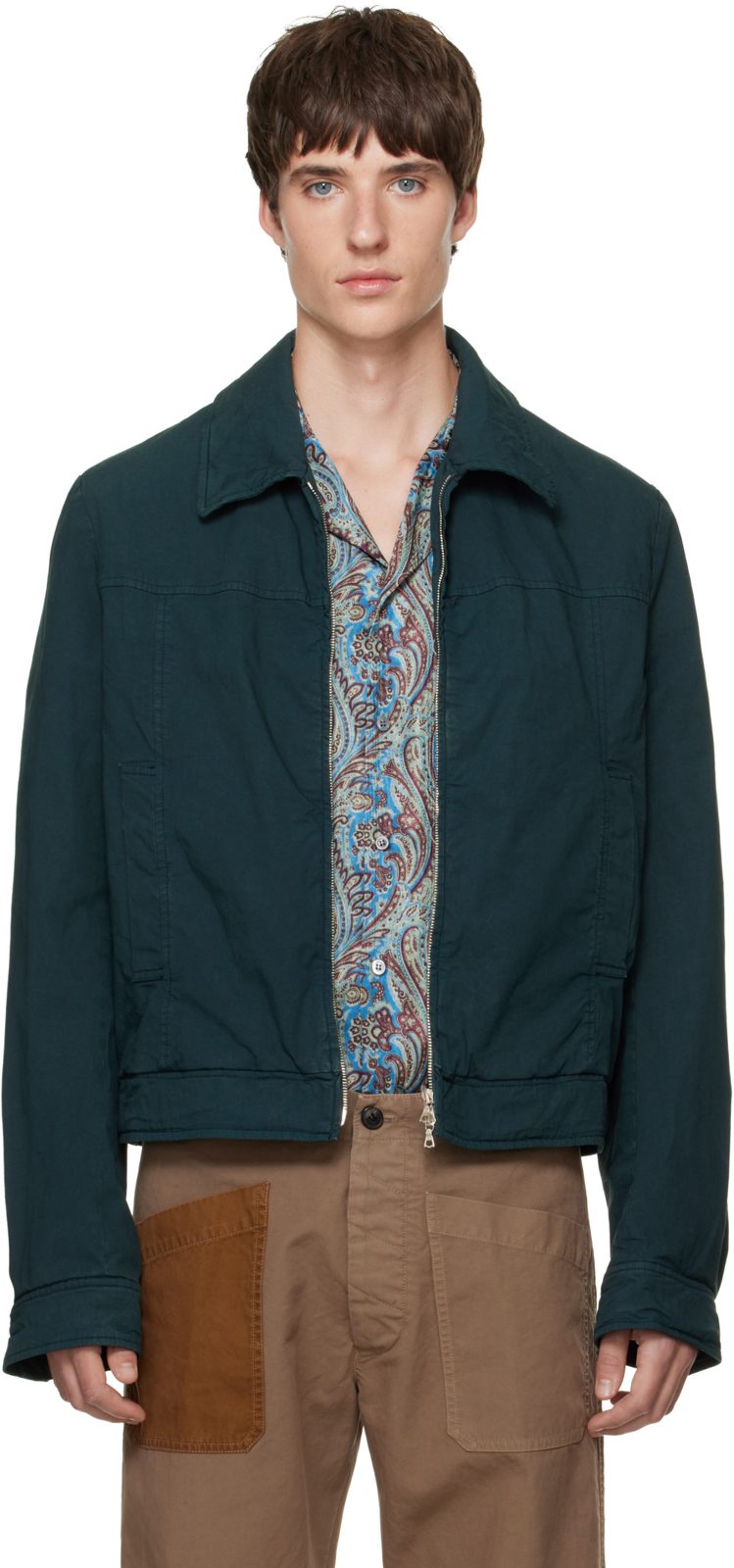 Green Cotton Jacket 262358M180012