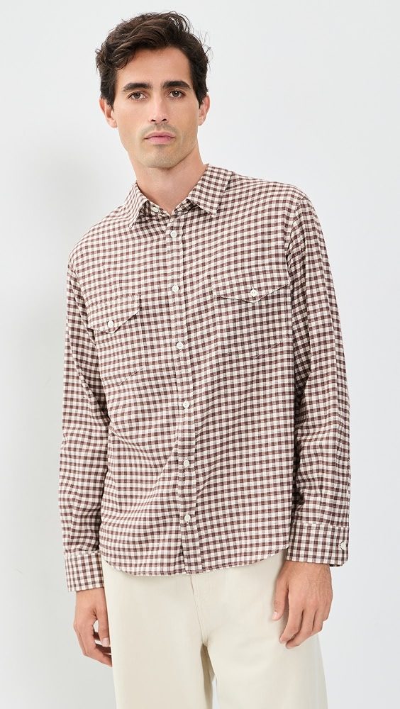 Checkered Flannel Shirt_Brown/Off White