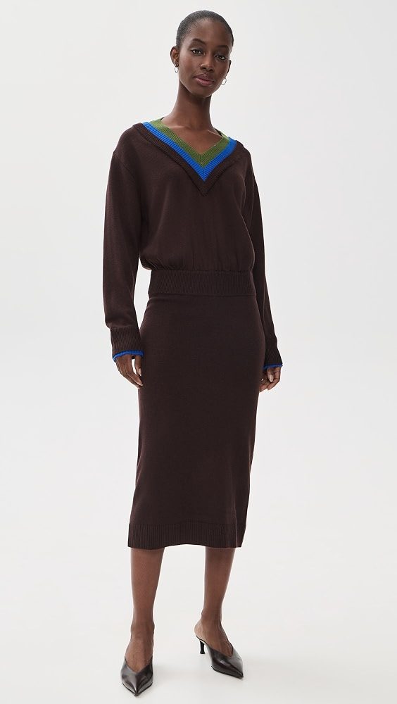 STAUD Normandy Sweater Dress_Dark Oak Multi