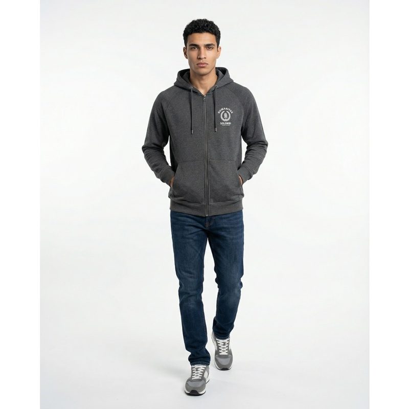 Brunello Cucinelli Gray Cashmere Blend Zip Hoodie_Grey