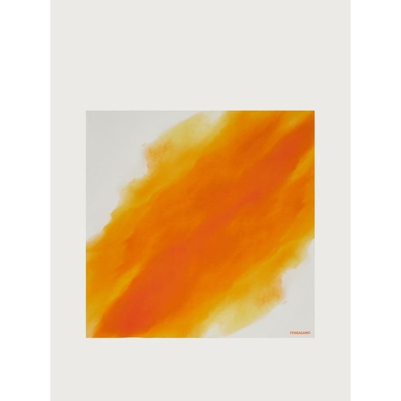 Womens Orange Silk Square Scarf_Orange