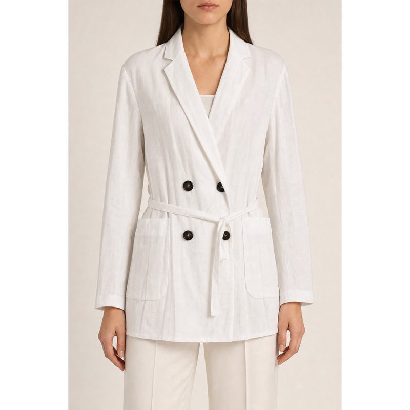 Brunello Cucinelli Womens Bianco Ottico Cotton Jacket_White