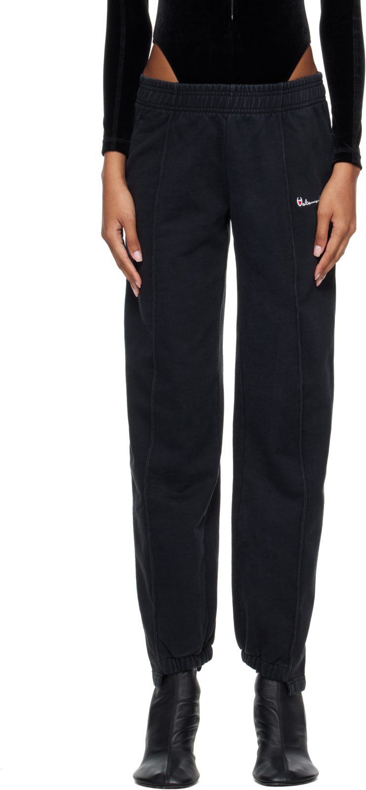 Black Athletic Logo Cut-Up Sweatpants 262669F086000