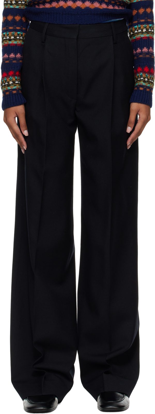 Black Wool Trousers 262358F087024