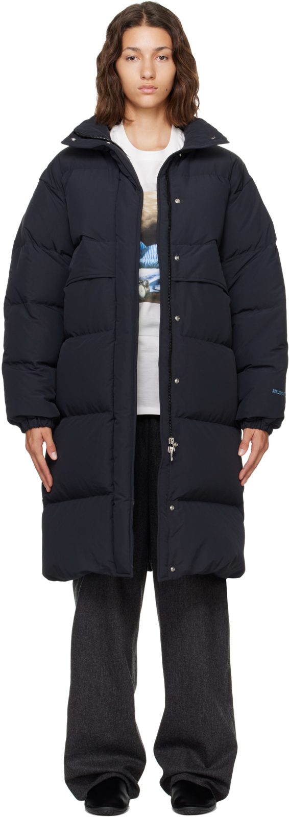 Black Logo Oversized Down Parka 262249F061000