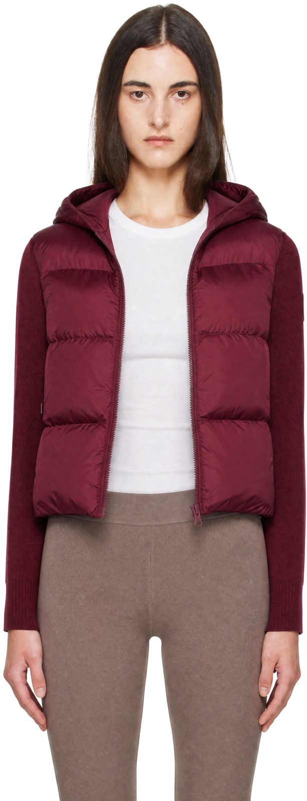 Burgundy Down HyBridge Tonal Disc Wide Jacket 262014F061008