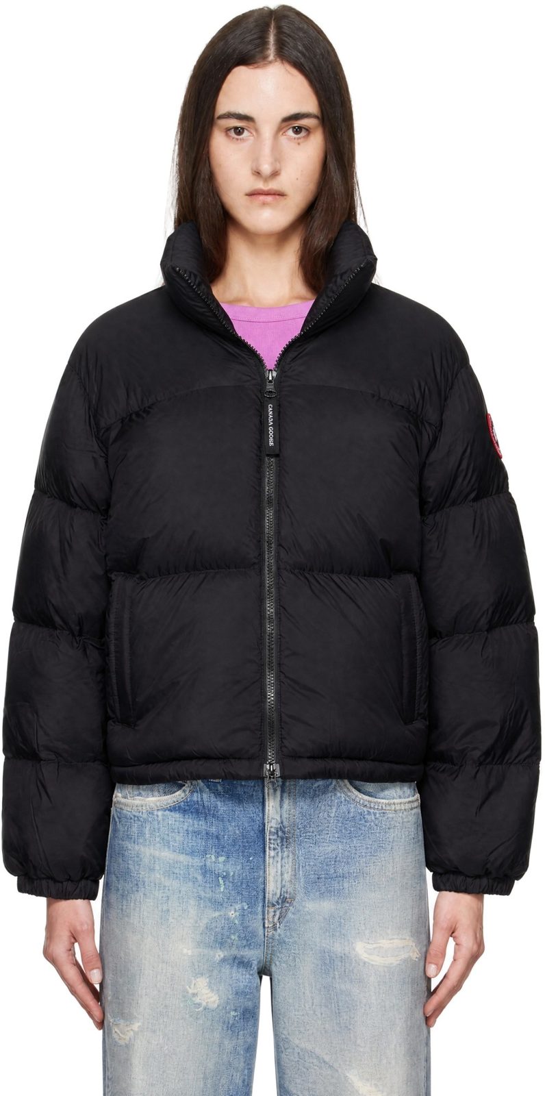 Black Fallon Puffer Down Jacket 262014F061015