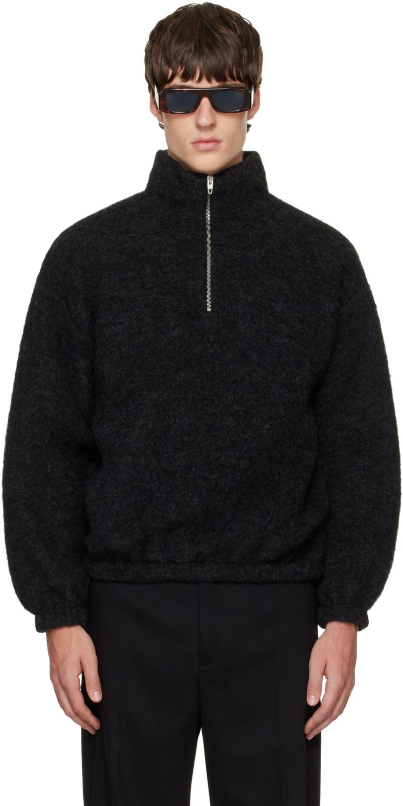 Black Quarter-Zip Sweater 262249M202012