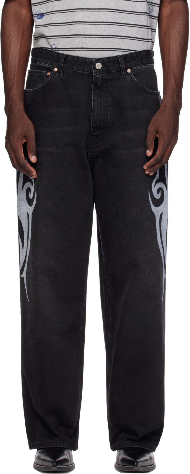 Black Graffiti Baggy Jeans 262669M186010
