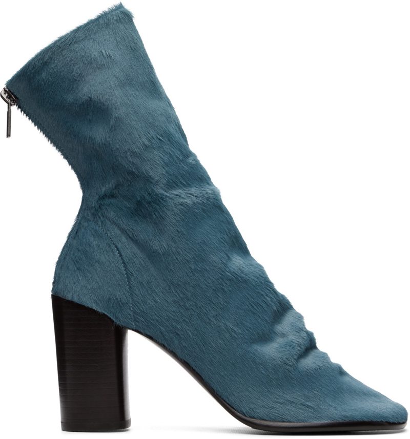 Blue 80 mm Glove Pony Heeled Ankle Boots 262646F113000