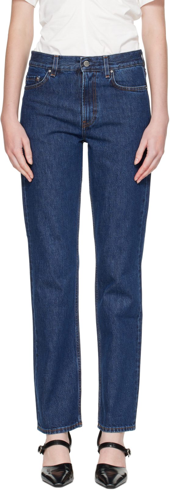 TOTEME Navy Low Straight Jeans 262771F069015
