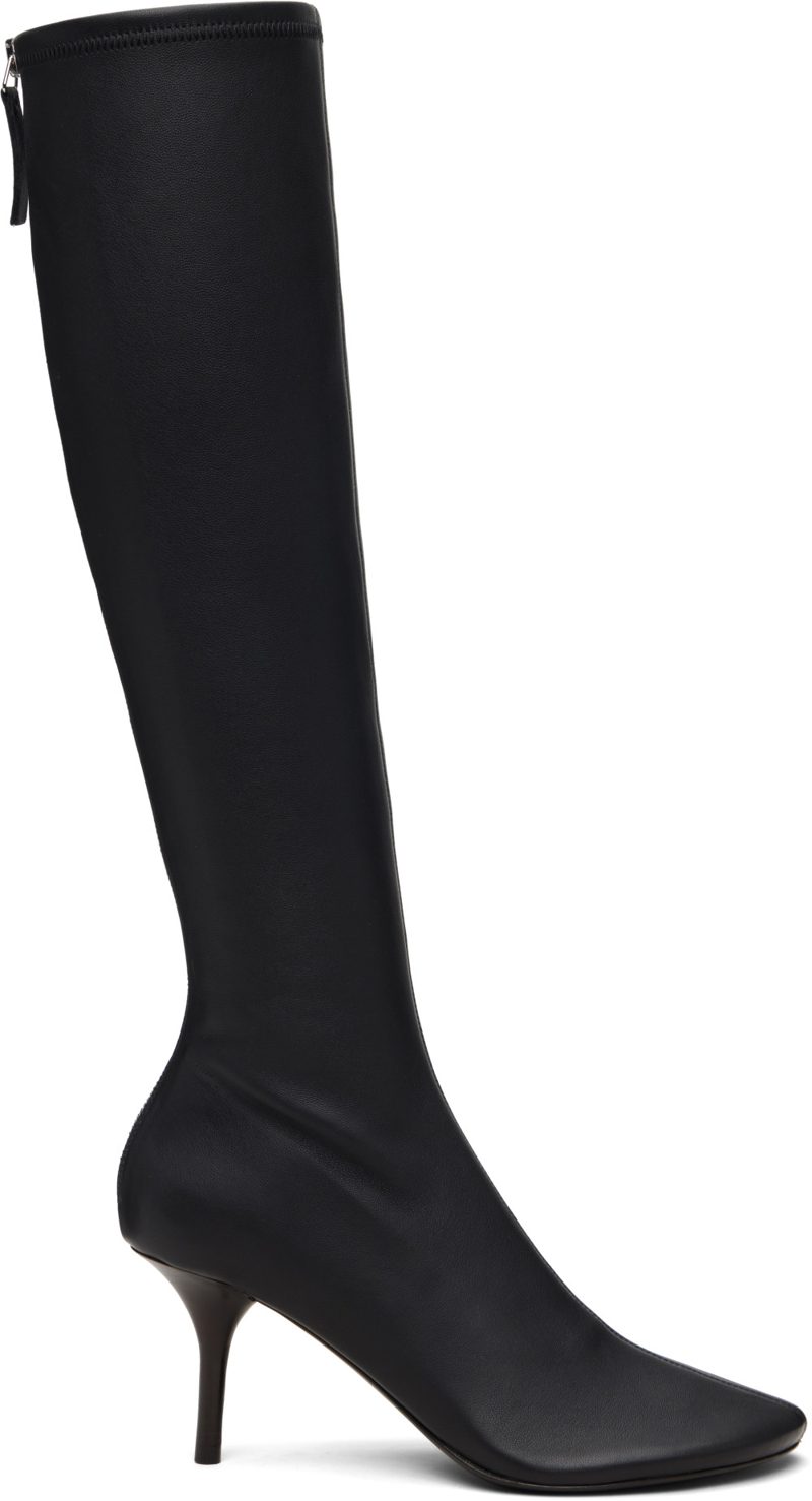 Black High Leather Boots 262129F115001