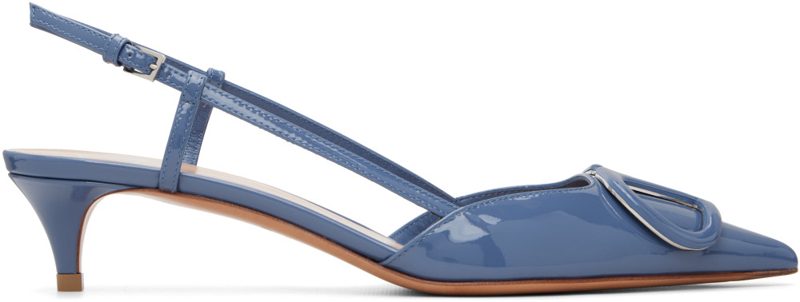 Garavani Blue VLogo Signature Patent Slingback Heels 262807F122003