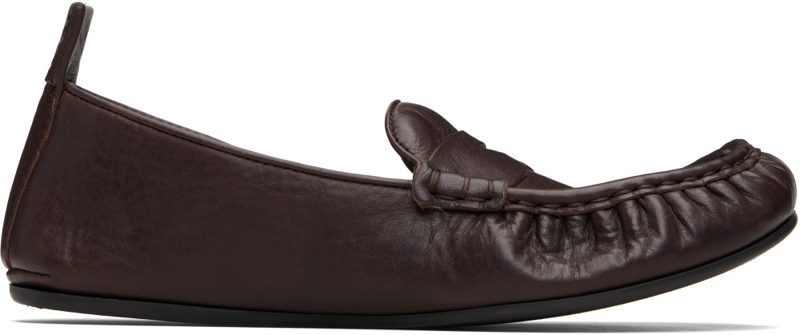 Brown Leather Loafers 262129F121003