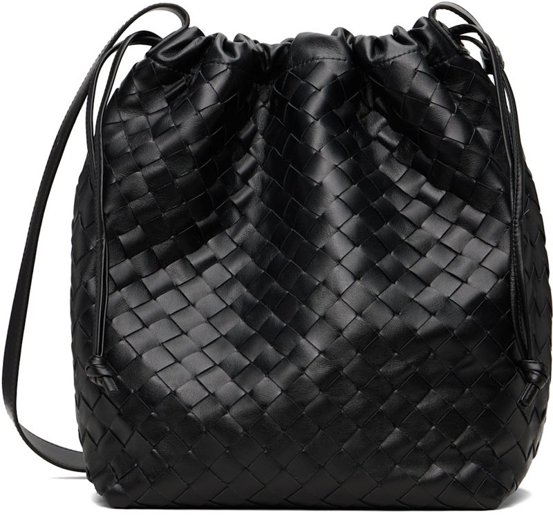 Black Intrecciato Biblioteca Bucket Tote 252798M172000