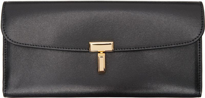 TOTEME Black T-Lock Leather Wallet 251771F040001