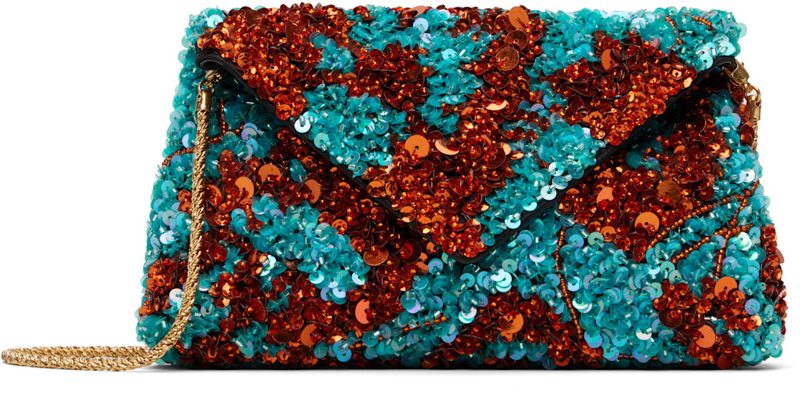 Blue & Orange Silk Clutch 261358F044002