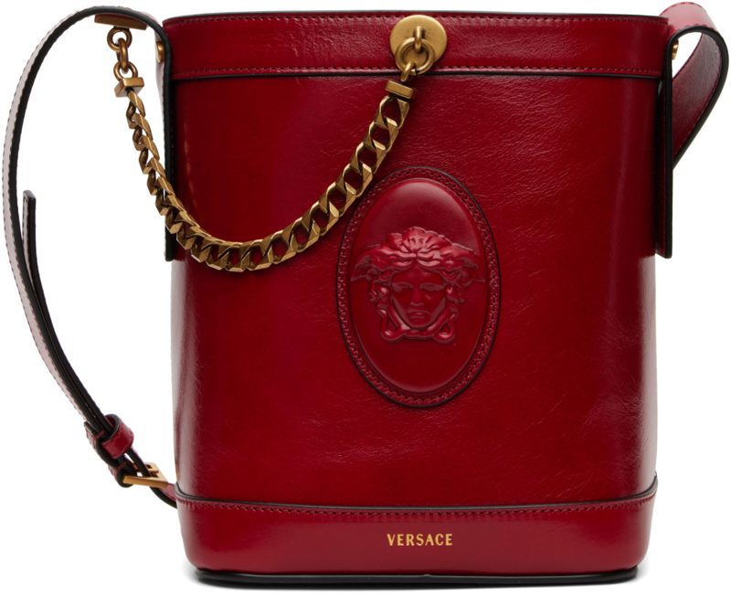 Red Pivot Mini Leather Bucket Bag 262404F048009