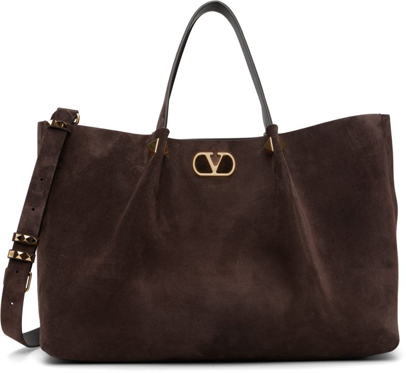 Garavani Brown Soft Suede Large Shopping Tote 262807F049006
