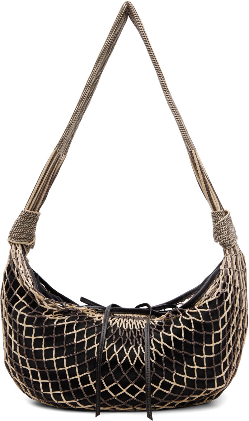 Beige & Brown Croissant Filt Bag 262646F047002