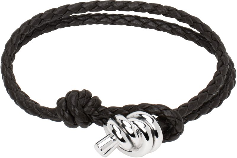 Brown Knot Leather Bracelet 251798M142002