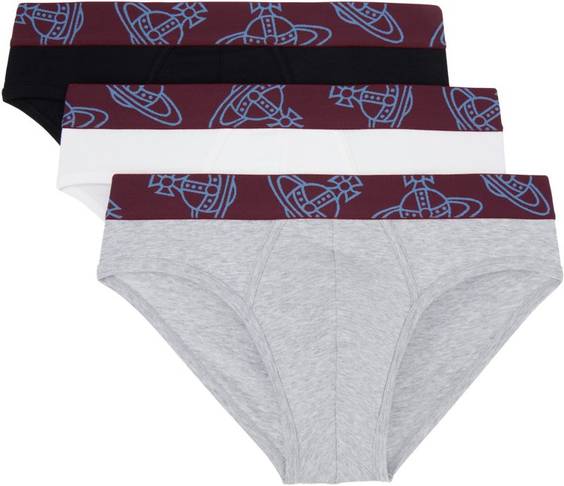 Three-Pack Multicolor Slip Band Briefs 262314M217000