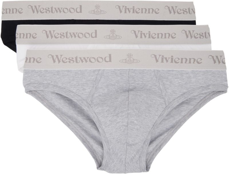 Three-Pack Multicolor Slip Band Briefs 262314M217001