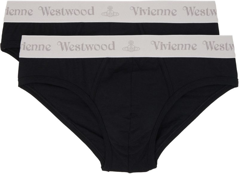 Two-Pack Black Slip Band Briefs 262314M217003