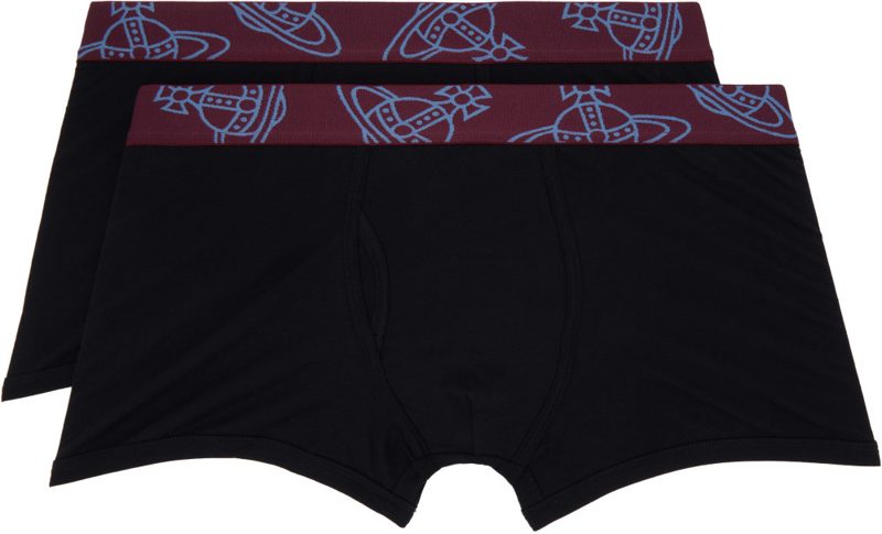 Two-Pack Black Cotton Boxer Briefs 262314M216003