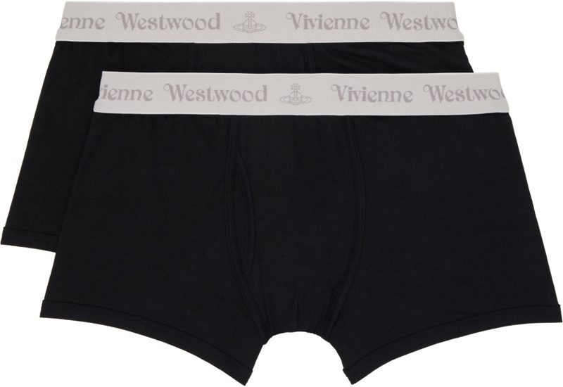 Two-Pack Black Cotton Boxer Briefs 262314M216005