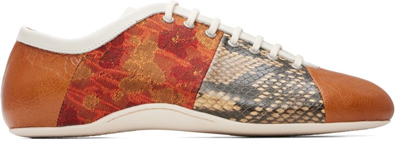 Orange Patchwork Ballerina Sneakers 262358M237010