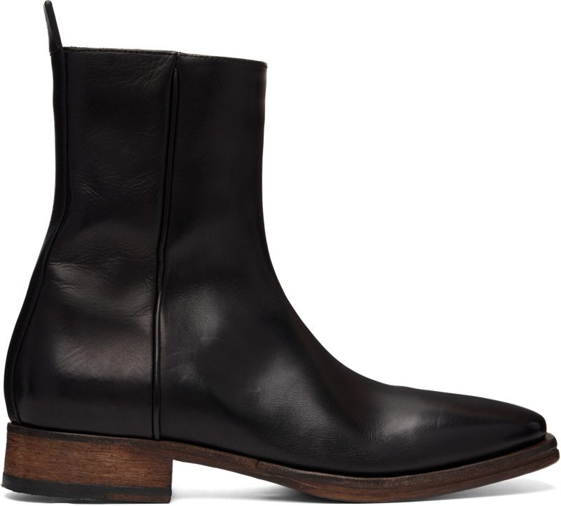 Black Leather Ankle Boots 262129M228000