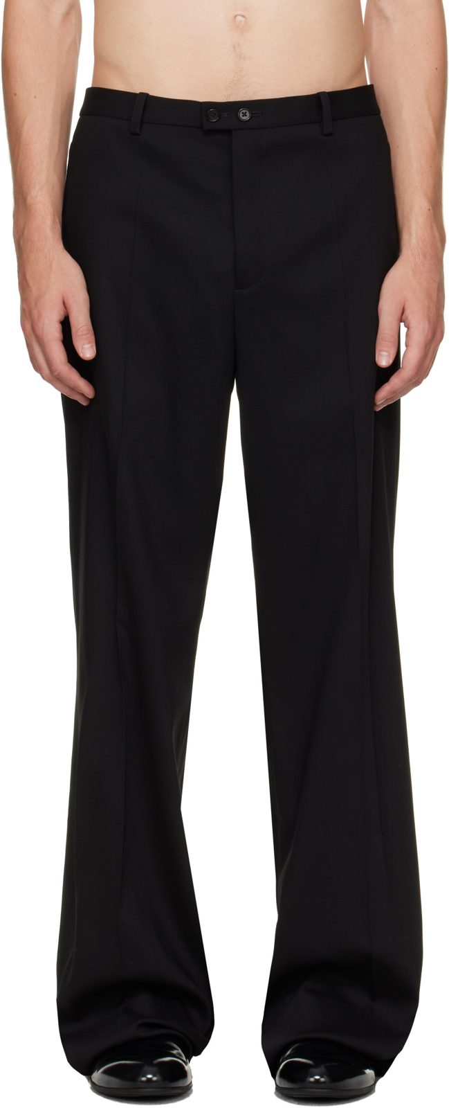 Black Wool Twill Trousers 262249M191011
