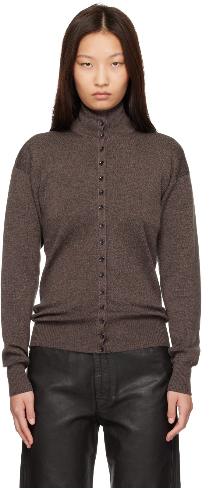 Brown Buttoned Cardigan 262646F099001