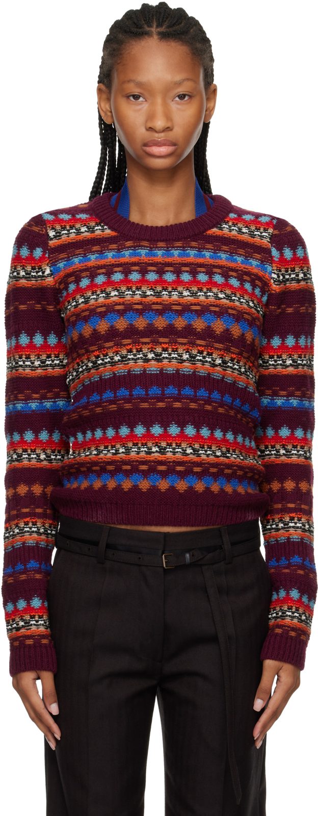 Multicolor Jacquard Wool Sweater 262358F096007