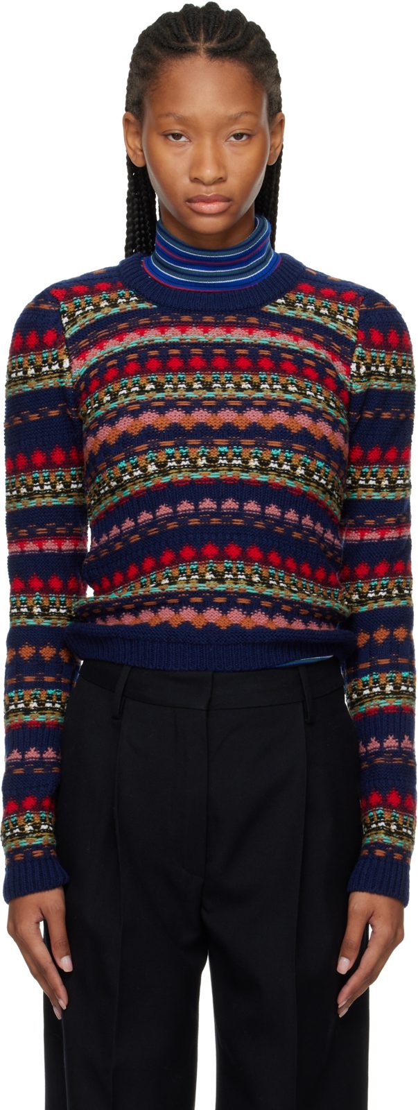 Multicolor Jacquard Wool Sweater 262358F096005