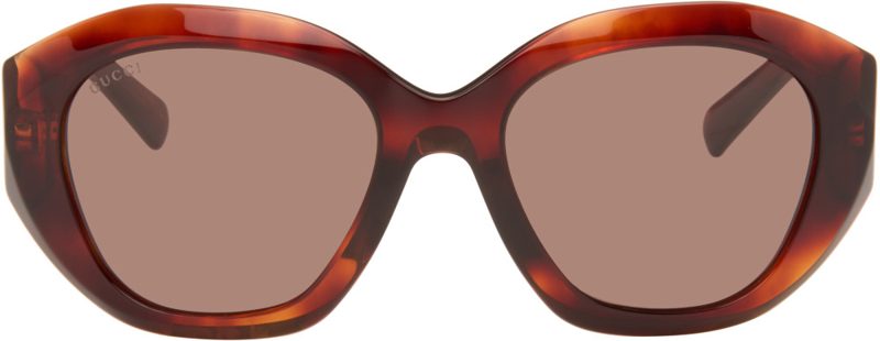 Brown Geometric-Frame Sunglasses 262451F005083