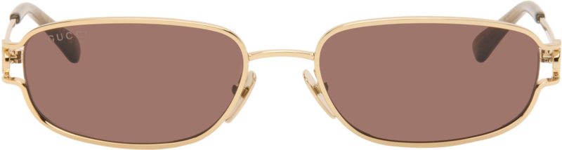 Gold Rectangular-Frame Sunglasses 262451F005061