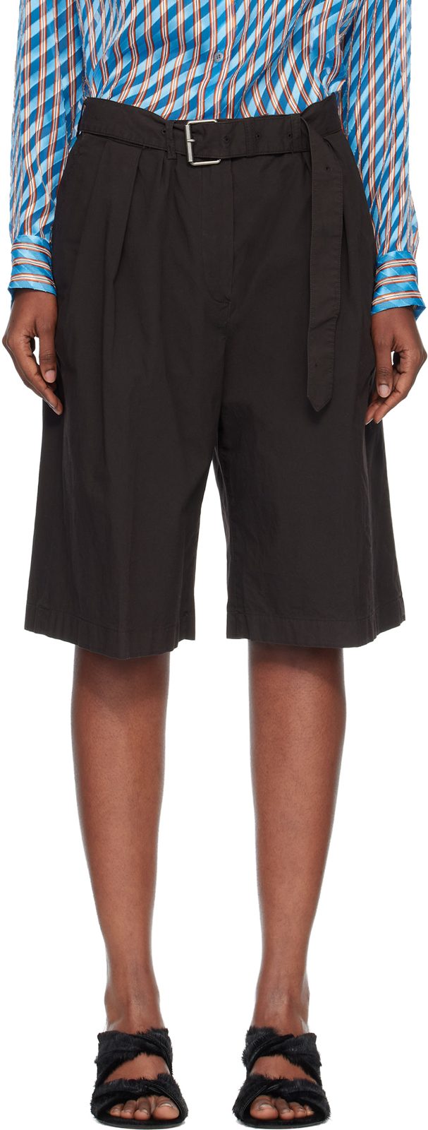 Brown Belted Shorts 261358F088001