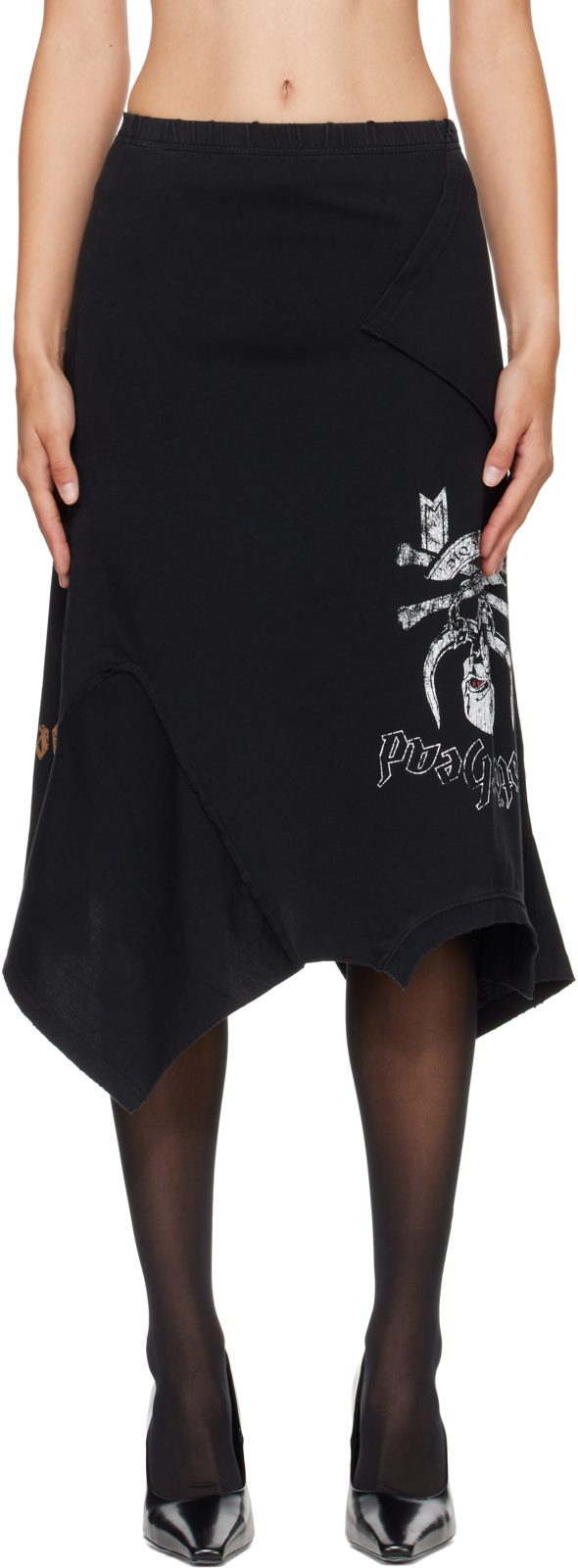 Black Motoerhead Edition Upside-Down Midi Skirt 262669F092000