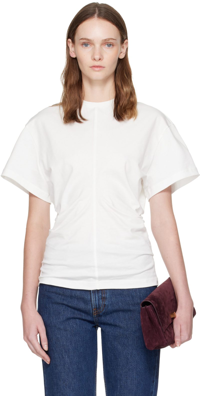 TOTEME White Slouch Waist T-shirt 262771F110014