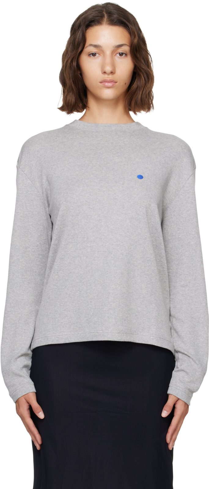 Gray Cotton Cashmere T-shirt 262249F110019