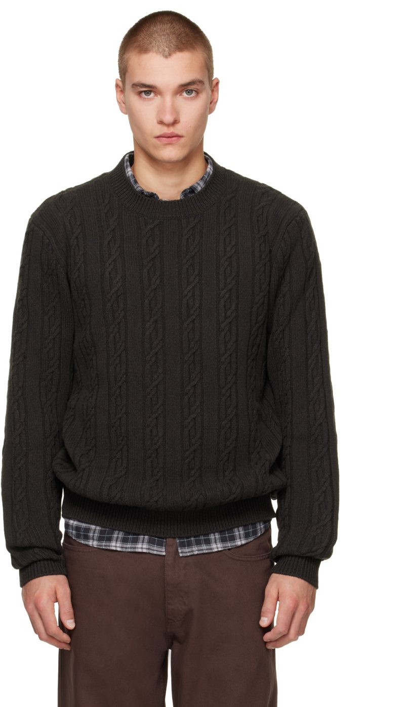 Brown Habel Knit Crew Sweater 262014M201002