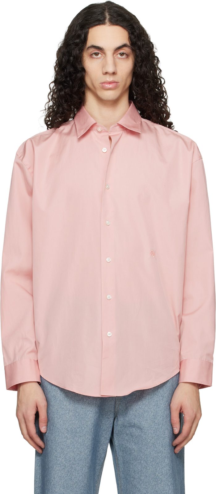 Pink Relaxed-Fit Cotton Poplin Shirt 261085M192057