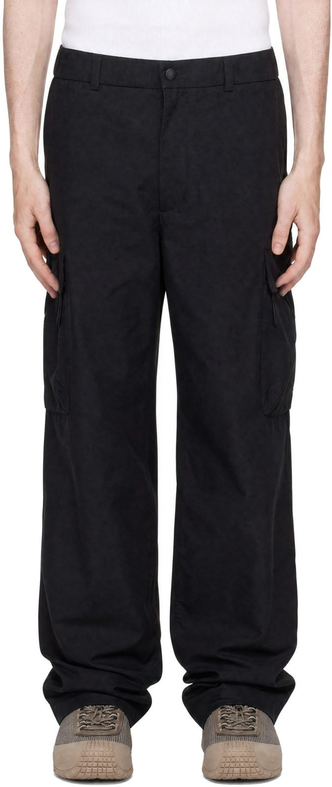 Black Logo Zip Cargo Pants 262111M188000