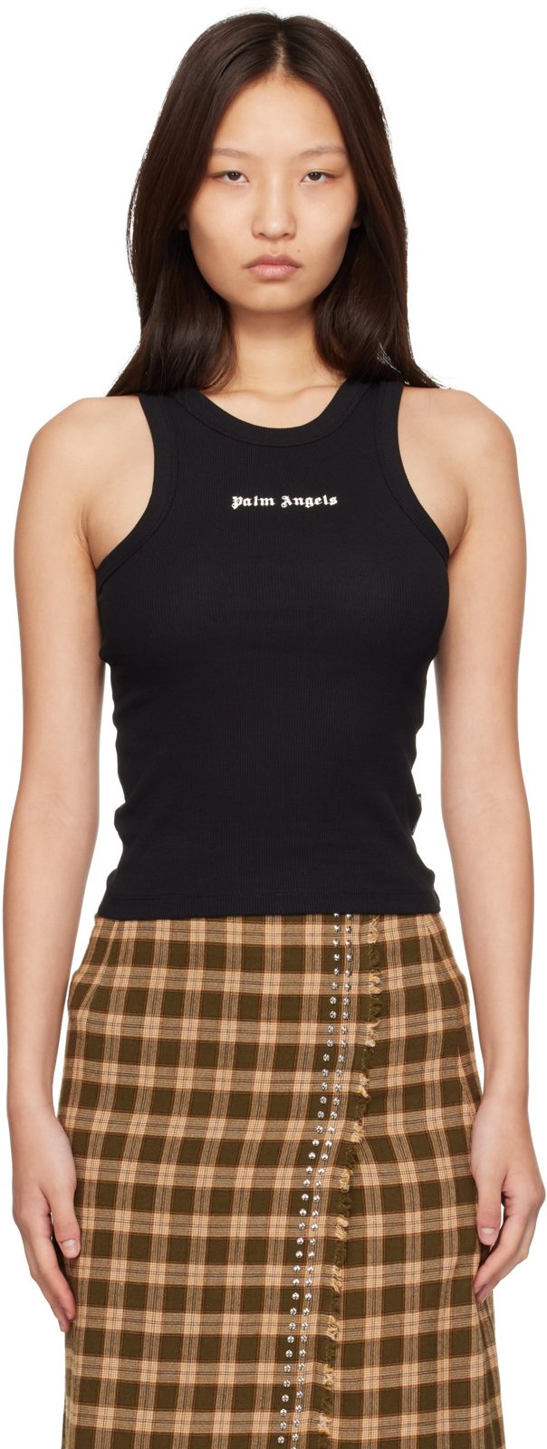 Black Classic Logo Fitted Tank Top 262695F111005