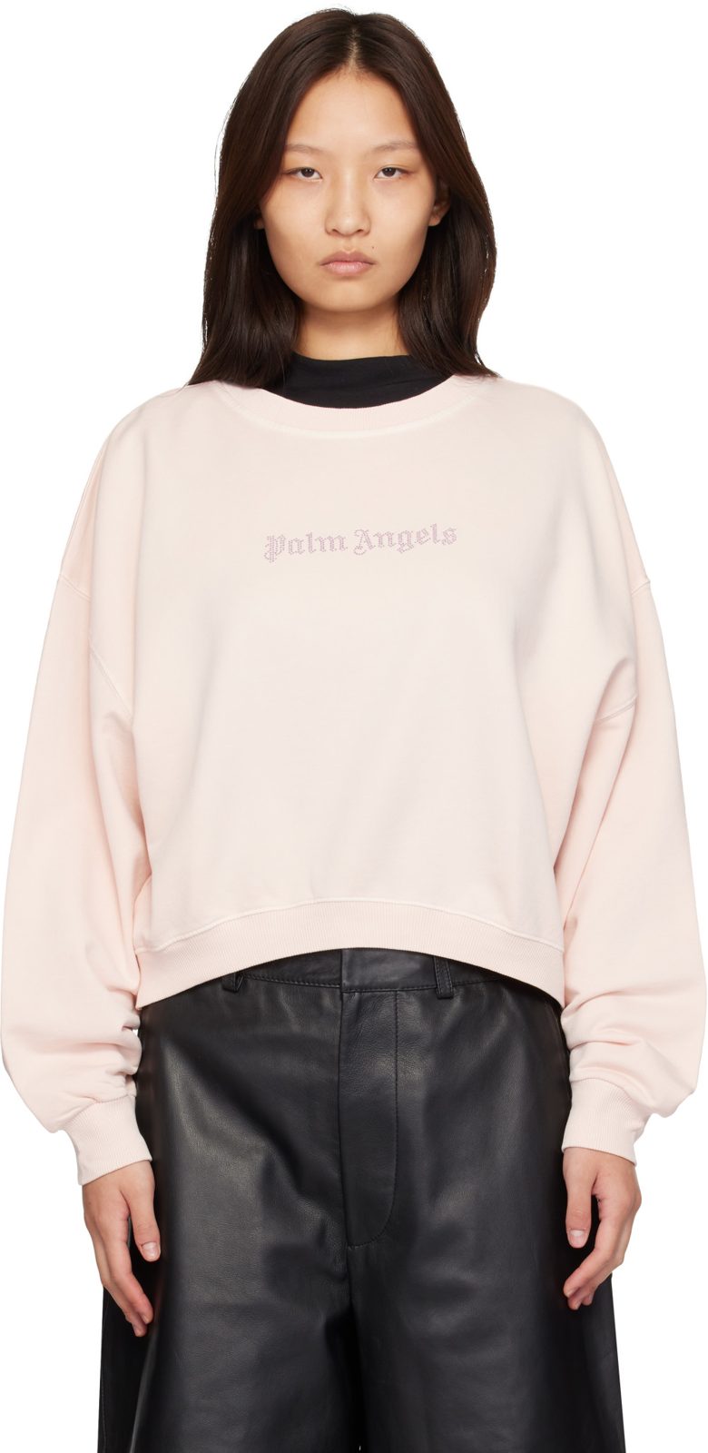 Pink Stud Logo Crew Sweatshirt 262695F098000