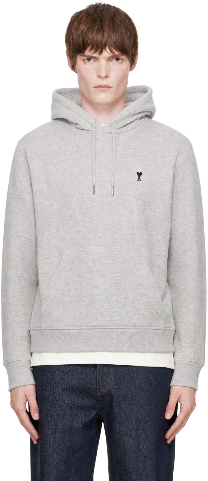 Gray Cotton Ami de Coeur Hoodie 262482M202012